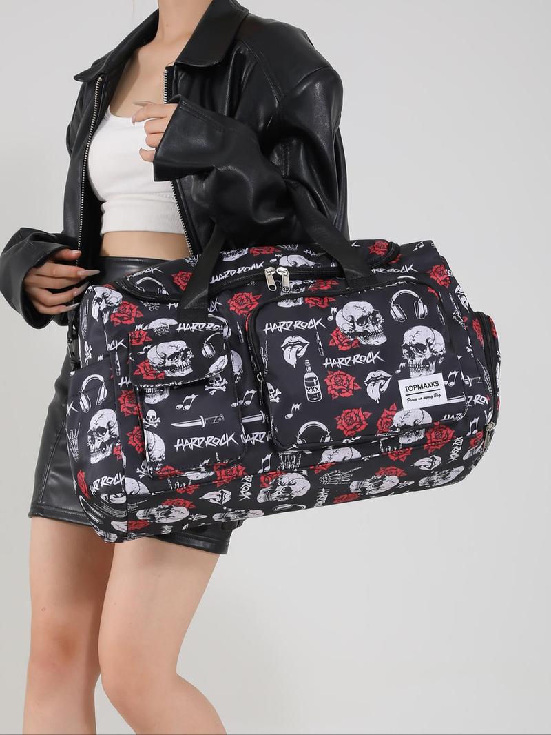 Product Introduction of Pumpkin Ghost Pattern Travel Bag, Large Capacity Duffel Bag, Waterproof Overnight Travel Bag, Portable Weekender Bag for Business Travel Sports Fitness 7