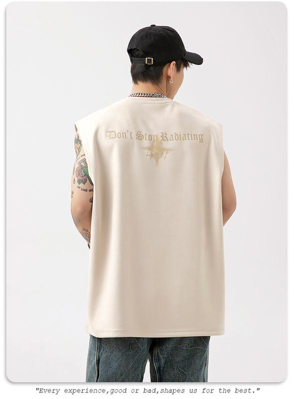 Product Introduction of Lotin Suede Thin Sports Vest Men's 2024 Summer New Sleeveless T-shirt American Letter Printed Casual Waistcoat 12