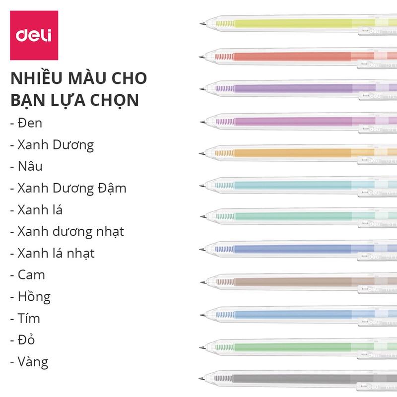 Bút Gel Deli EG118 Nhiều Màu 0.5mm - Viết Mượt Nét Bút Mượt Màu Sắc Tươi Sáng