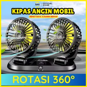 [SAS] Kipas Angin Mobil 2 Kepala 12 Volt / Kipas Pendingin Mobil Truck Kipas Dashboard Mobil Multifungsi 360