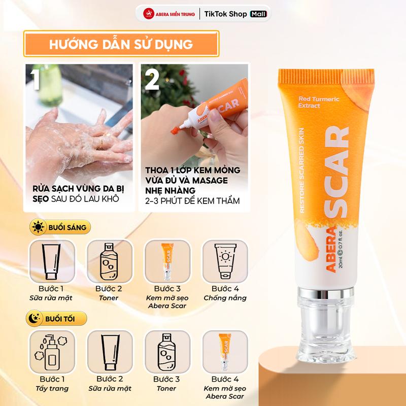 Kem Mờ Sẹo Nghệ Đỏ Abera Scar 20g - Hỗ Trợ Cải Thiện Sẹo Lõm, Rỗ, Thâm Mới Và Lâu Năm 4