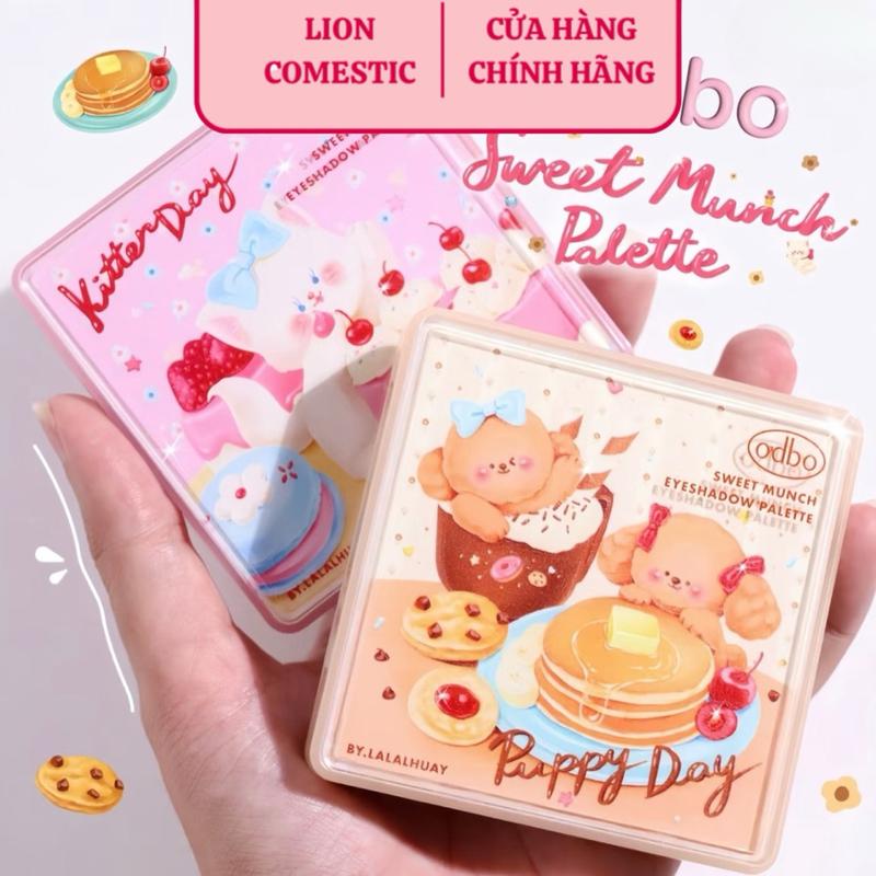   ODBO  Bảng Phấn Mắt 9 Ô Odbo OD2024 Kitten Day & Puppy Day Mèo & Cún Con Cho Mắt Má Hồng Thái Lan 