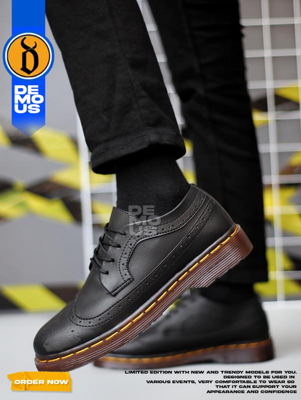 DEMOUS Wingtif- Sepatu Formal Pantofel Kerja Hitam Docmart Pria Shoes ...