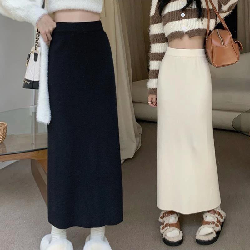 NGOCBICH - chân váy len dáng dài dày dặn QCL1 Trơn