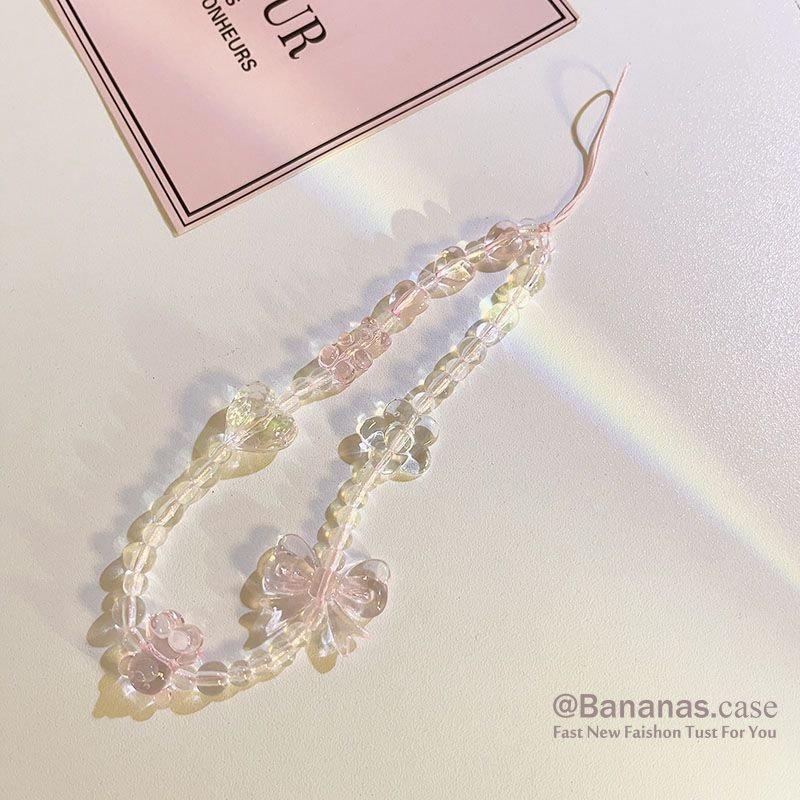 Phone strap chain lanyard colorful heart-shaped beaded AirPods sticker crystal pink anti fall phone charm 2