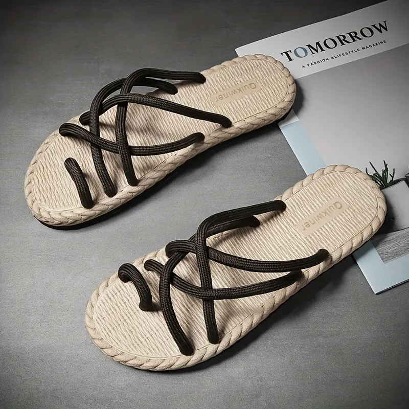 Men's Cross Strap Beach Sandals - Non-Slip Toe Loop Design for Outdoor Wear 6