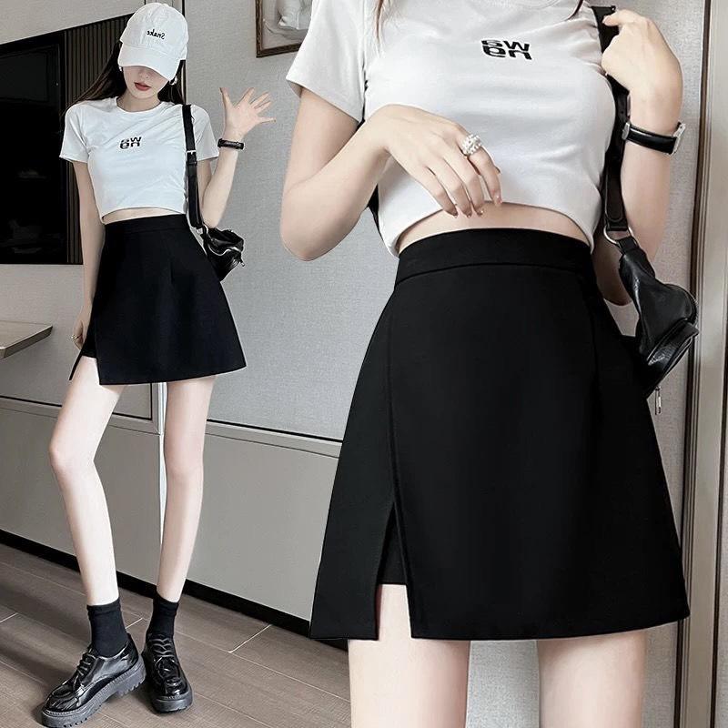 Chân váy ngắn - Quần váy ngắn vạt chéo chữ A khóa kéo co giãn lót quần trong siêu xinh thoải mái, quần váy cạp cao Nữ Jean 1