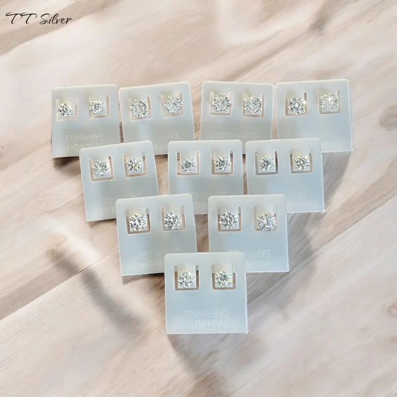 Bông tai bạc dáng nụ s925 bền màu đá 5li sáng sang trọng cho nam và nữ. Nụ 1 5