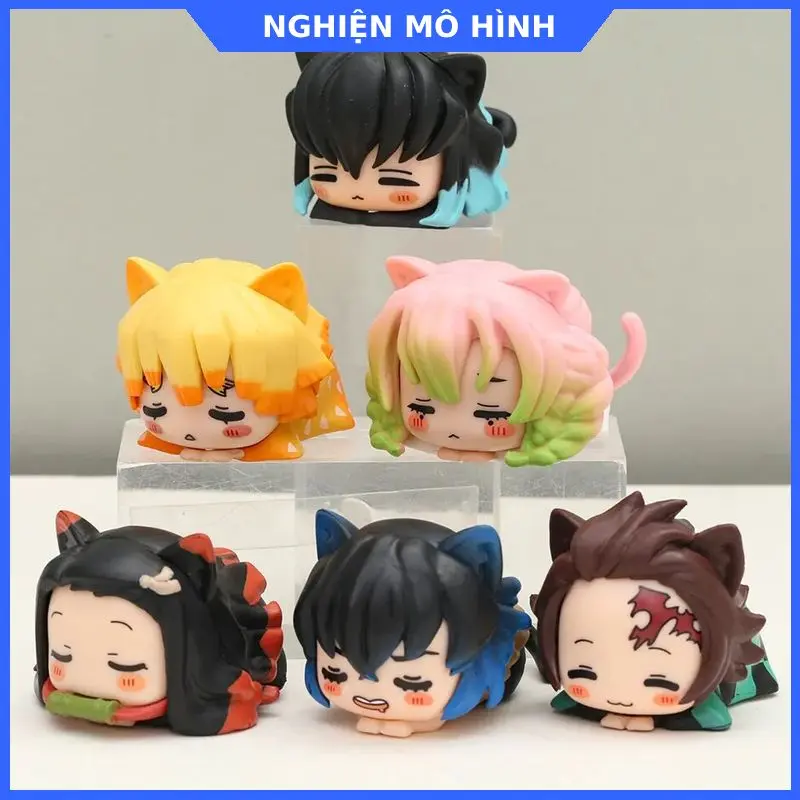 Mô hình 6 nhân vật Kimetsu No Yaiba cosplay mèo Thanh Gươm Diệt Quỷ Demon Slayer Zenitsu Inosuke Muichiro Mitsuri Đồ Chơi Toy Voi