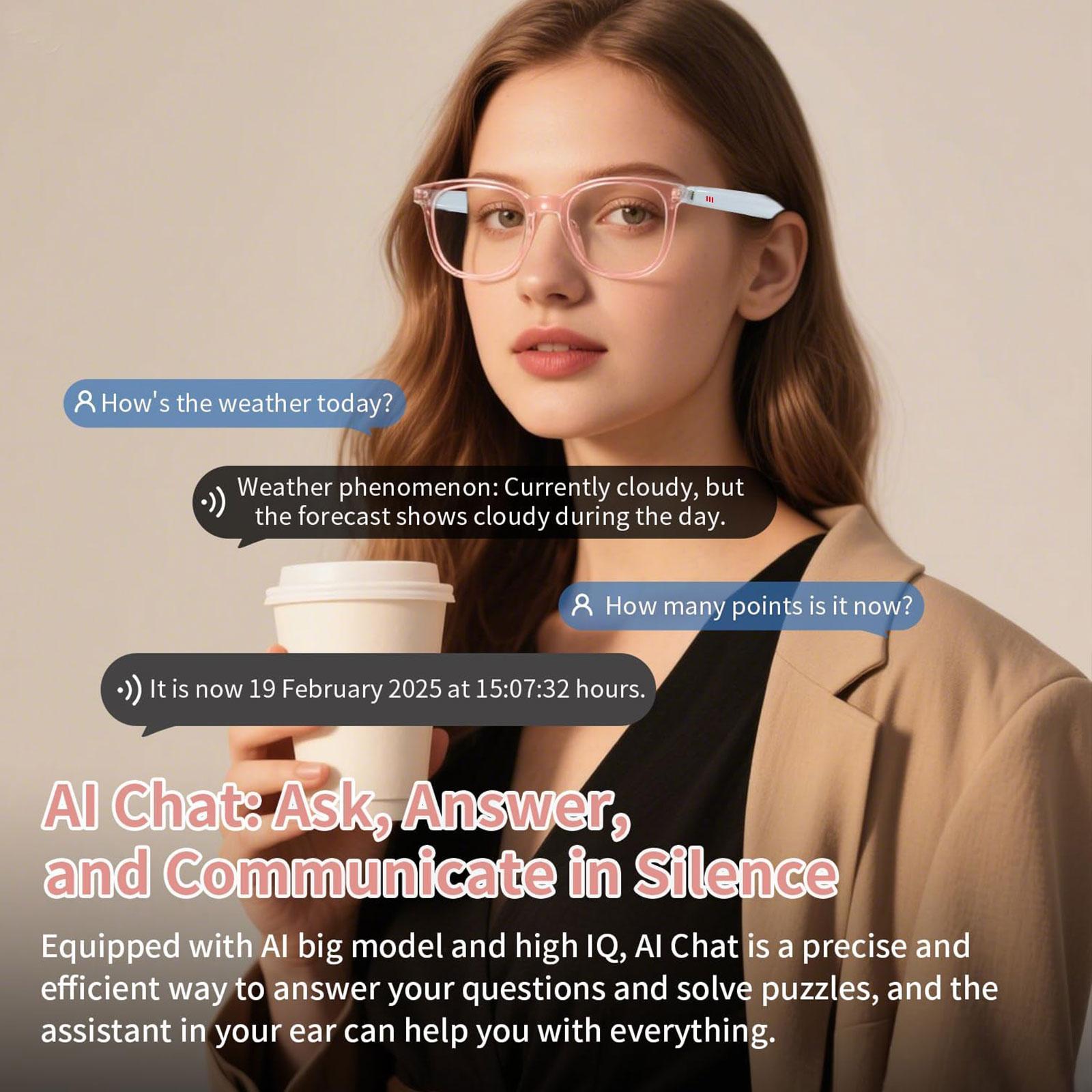 Smart AI translation audio glasses, real-time app translation in over 160 languages, light-sensitive color-changing lenses - Image 4