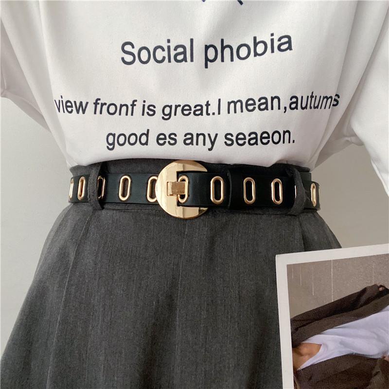 Thắt Lưng Da PU Phong Cách Hàn Quốc Thời Trang Trang Trí Đục Lỗ Hoàn Toàn Thích Hợp Cho Trang Phục Thường Ngày Cho Nữ Hoàn Hảo Với Các Trang Phục Thường Ngày