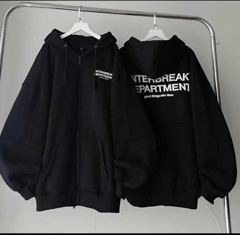 Áo Hoodie Nỉ Zip In Chữ Dây Kéo Nón 2 Lớp Tay Phồng Nách Rộng Unissex Nam Nữ Menwwear , áo hoodie 1