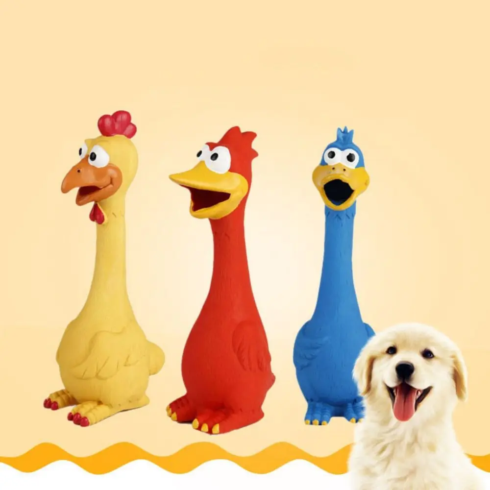 Cartoon Chewing Resistant Latex Screaming Chicken Flexible Simulation Squeaky Dog Toys Durable Easy To Clean Pet Squeeze Sound Toy Medium and Large Dog