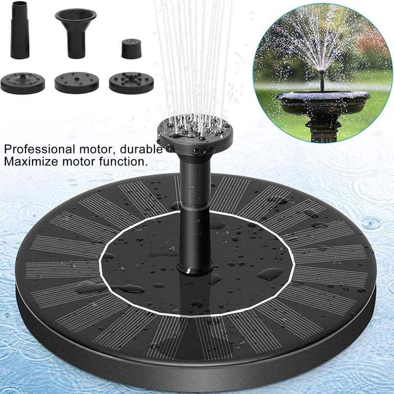 Product Introduction of Solar Fountain, Solar Bird Bath Fountain Pump with 6 Nozzles, Outdoor Watering Submersible Pump for Ponds, Swimming Pools, Gardens, Fish Tanks, Aquariums 4