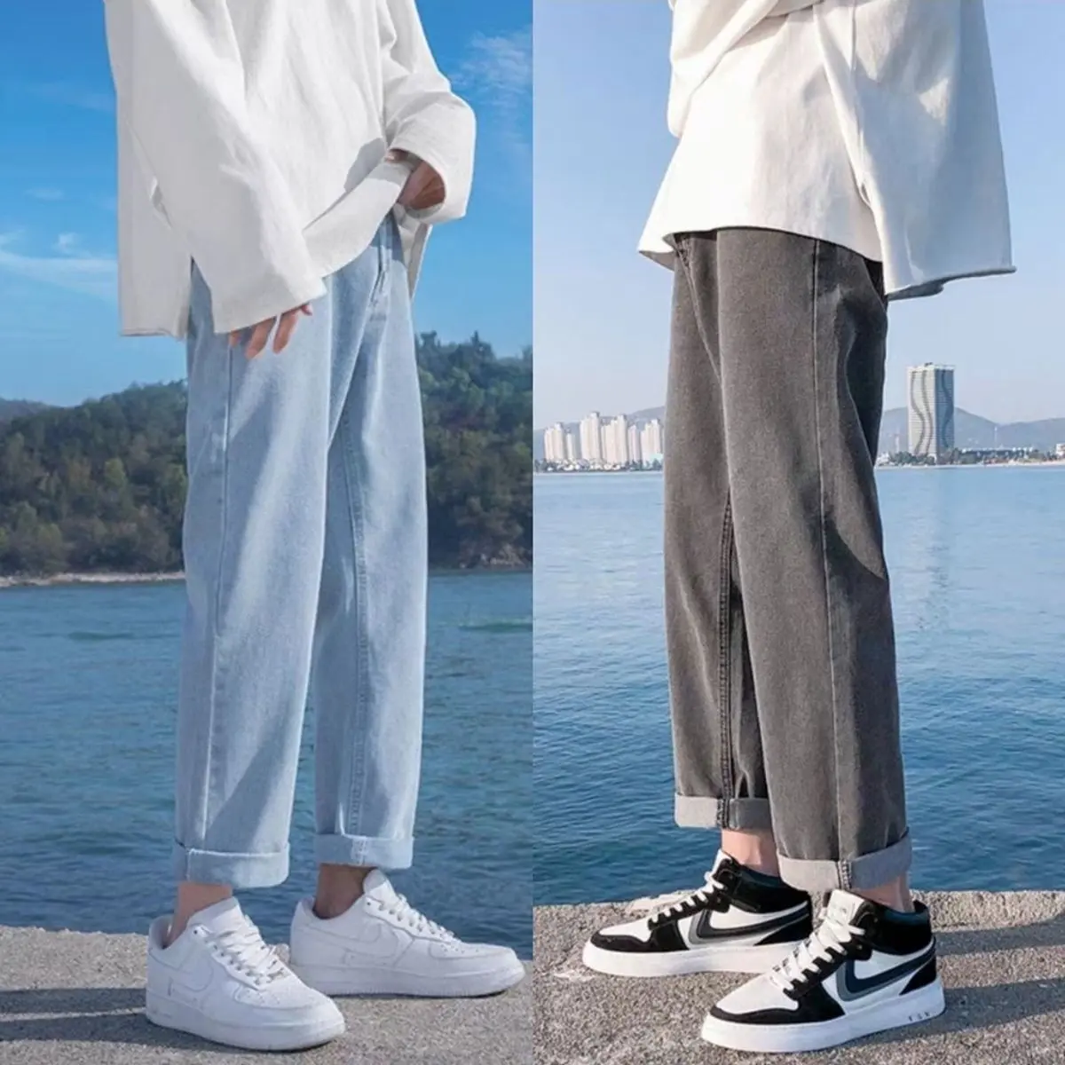 Quần Baggy Jean nam phom suông rộng, quần bò nam dáng ống đứng, Giặt không phai màu - HÀNG CAO CẤP LOẠI 1