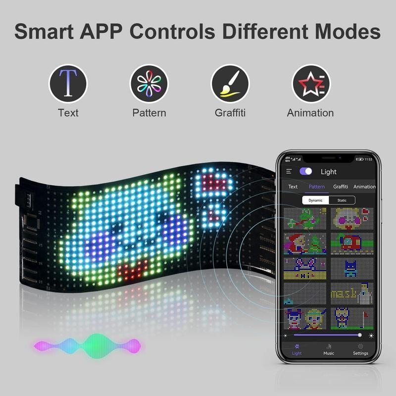 Product Introduction of LED Sign, 1 Count Programmable Flexible LED Matrix Panel, Bluetooth-compatible App Control LED Sign for Party Wedding Graduation Outdoor Beach, Homedecor 6