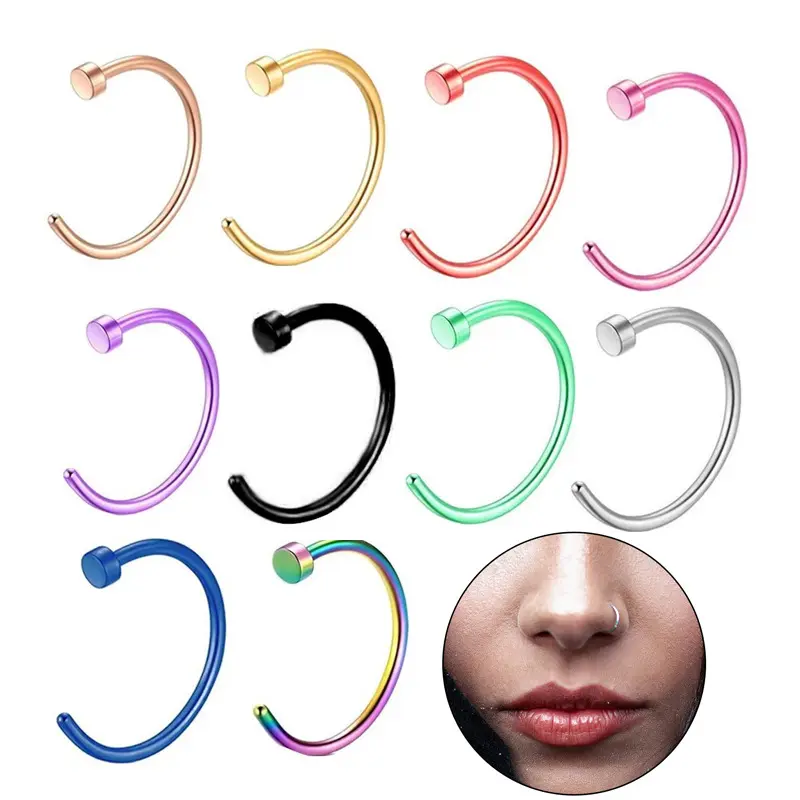 Stainless Steel Personality No-Punch Lip Ring C-Shaped Non-Piercing Fake Lip Stud Unisex Nose Ring Ear Clip Lip Clip Piercing Jewelry