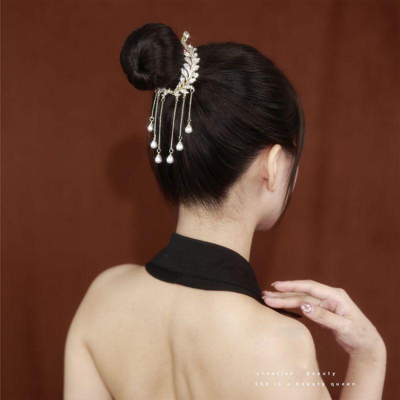 Product Introduction of Kẹp Tóc Tua Rua Tai Lúa Mì, Ngọc Trai Và Kim Cương Giả, Dành Cho Nữ, Dụng Cụ Chữa Lành Cho Tạo Kiểu Búi Tóc Ở Phía Sau Đầu Hoặc Chignon, Kẹp Tóc Thanh Lịch, Giữ Cho Tóc Đuôi Ngựa, Phụ Kiện Tóc 2