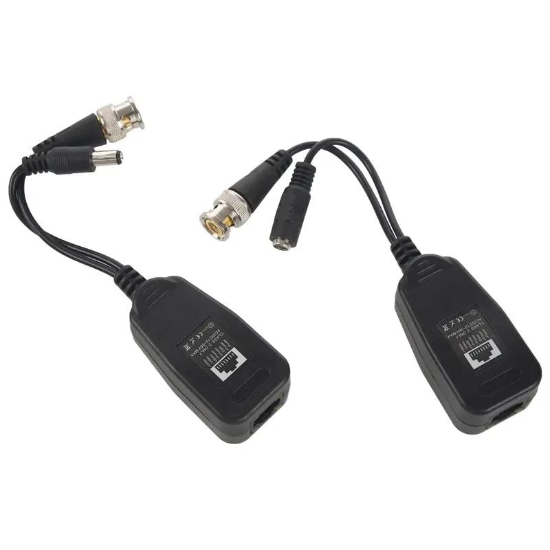 Balun Video thụ động, HD-CVI / TVI / AHD, với đầu nối nguồn và đầu phát dữ liệu RJ45 CAT5, 1 cặp 4
