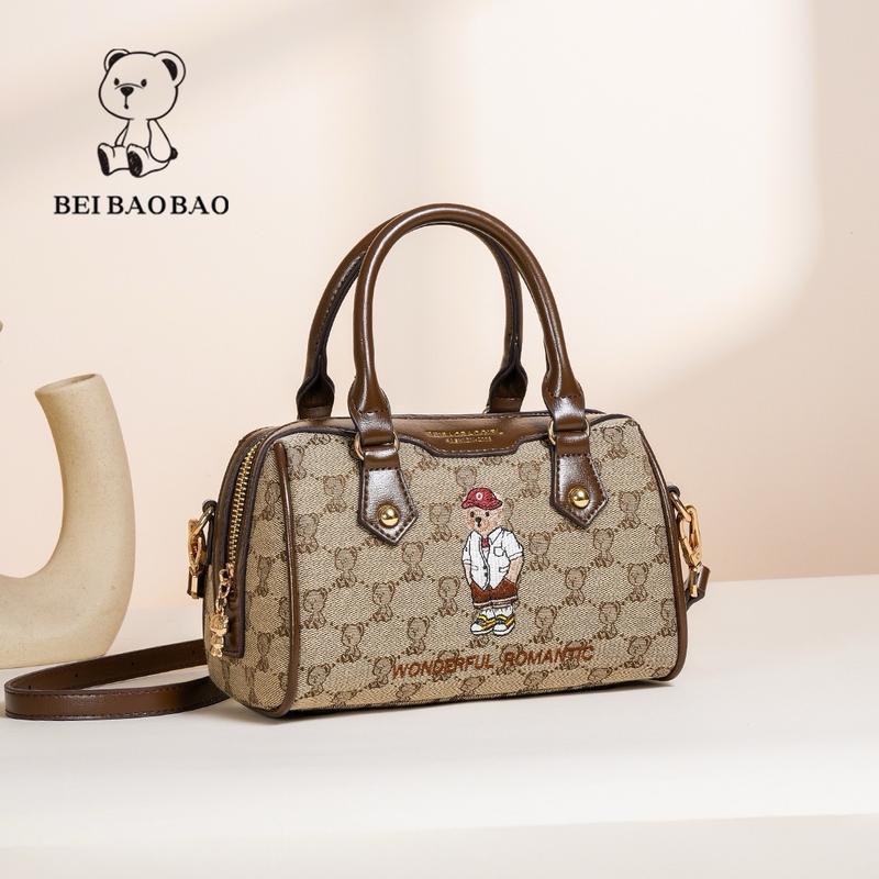 Túi xách nữ size 22 gấu Piton đeo chéo chất vải dệt phối da thời trang trẻ mẫu mới 8326 Bag Da Kem Nhung Đeo Vai