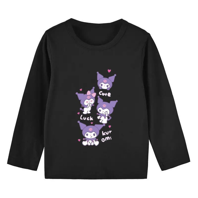 Kemeja-T Leher Bulat Lengan Panjang, untuk Perempuan, Diperbuat daripada Kapas, Rekaan Baju Kartun, Ringan 4