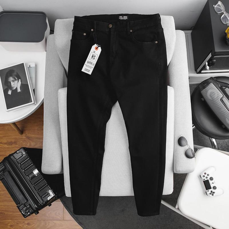 [ Bigsizemen] Quần jean nam đen trơn form slimfit bigsize nam< 140 kg bigmen