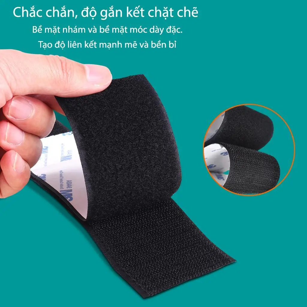 1 Mét Cuộn Keo 2 Mặt  Băng Gai Dính Velcro Dán Xé Treo Đồ Tiện Lợi,Nhãn dán ma thuật với keo