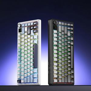 AULA F75 MAX ゲーミング メカニカル キーボード コンパクト 75% 81キー ワイヤード/Bluetooth/2.4Gワイヤレス カスタム オフィス キーボード TFTスクリーンとノブ付き
