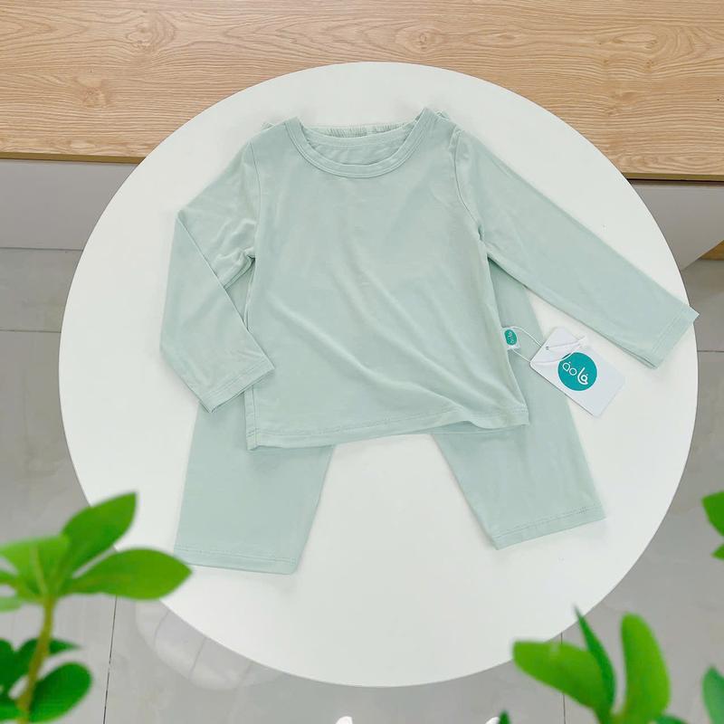 Bộ dài tay cho bé 95% sợi sồi Modal Áo Lá Homewear A221, pizama bé trai gái bốn mùa mát lạnh mềm mướt 4