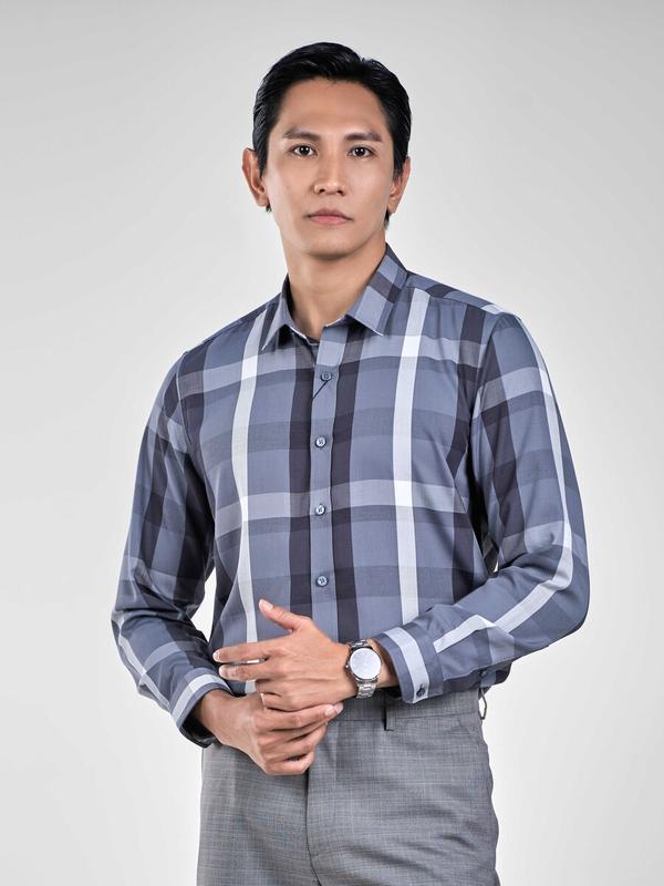 OWEN - Áo sơ mi dài tay Nam chất liệu Bamboo, kiểu dáng Slim Fit, màu Xám trắng AS230585D