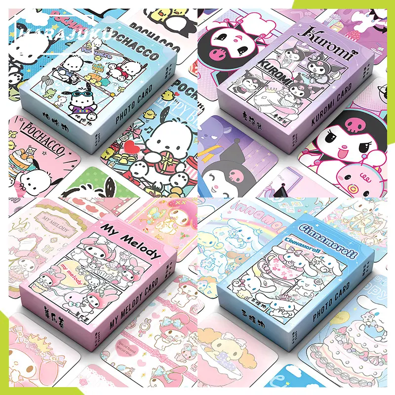 50pcs/box Sanrio Photo Card Kuromi Cinnamoroll Laser HD Lomo Card Series Collective Postcard