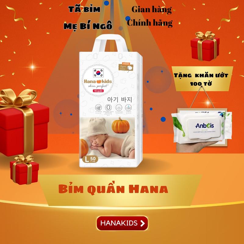 Bỉm quần Hanakids 50 MIẾNG công nghệ Hàn Quốc, bỉm hữu cơ chống hăm cho bé, đủ size từ 4-28kg Cho Bé- Mijuku Cho Bé