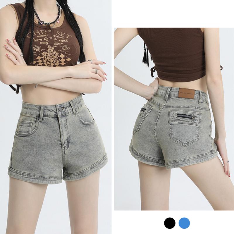 Quần short jean nữ dáng ngắn sexy quần short jean KABICO cạp cao túi sau phong cách_C47