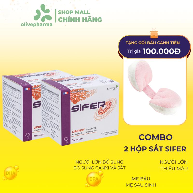 OLIVE PHARMA - VITAMIN SẮT SINH HỌC SIFER 30 GÓI hỗ trợ bổ sung sắt cho mẹ bầu, mẹ sau sinh, người lớn Lợi Sữa