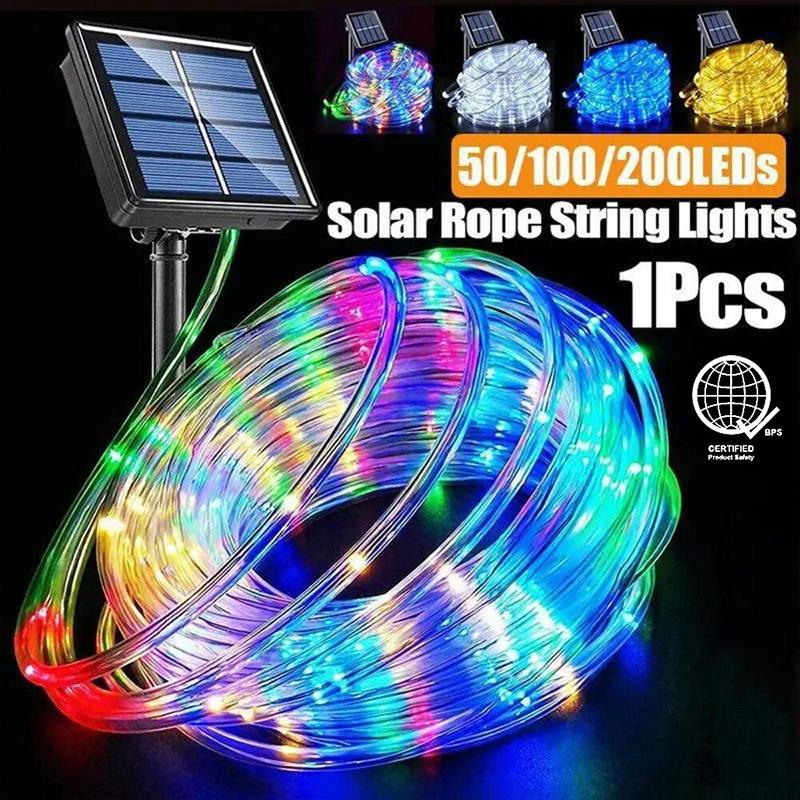 Đèn LED Dây Đèn Ống Năng Lượng Mặt Trời, Đồ Trang Trí Giáng Sinh Sân Vườn Ngoài Trời, Dài 10m, 100led, Vòng Hoa Cưới, Đèn Dây Chống Nước, Pin 800mAh