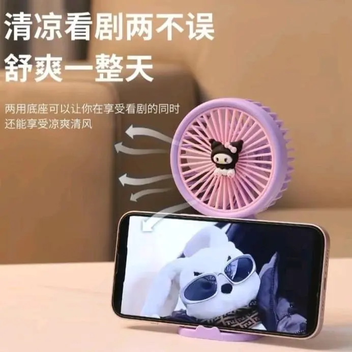 Kipas Angin Portabel USB Karakter Sanrio Kuromi Cinnomonrol / Kipas Angin Genggam Berkarakter 4