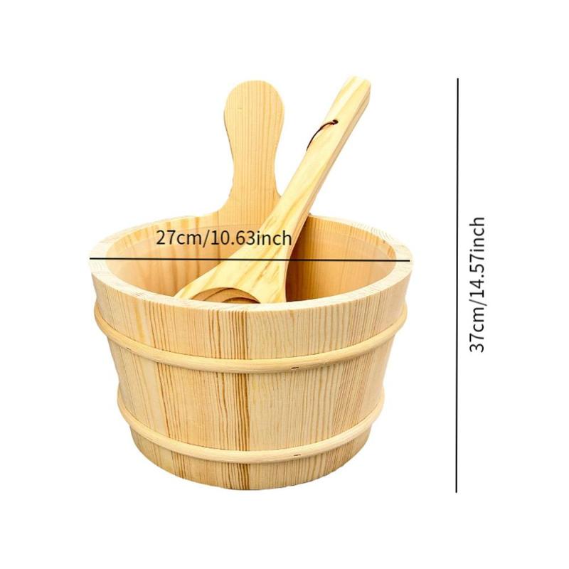 Product Introduction of Wooden Sauna Barrel Hot Tub Barrel Portable 5 L Wear Resistant Bath Bucket Sturdy Bath Supplies for Bath Home Bathroom SPA Sauna 0