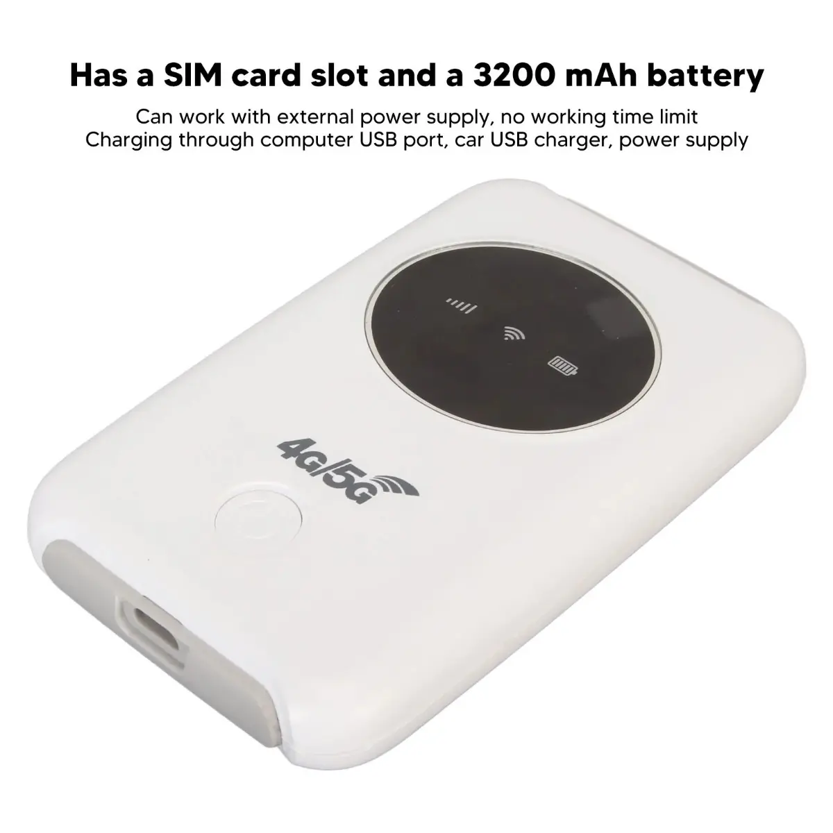 Modem WiFi USB, 4G LTE, 300Mbps, Didayai Kunci, Slot Kad SIM Mikro WiFi 5G, Bateri 3200mAh terbina dalam, Penghala WiFi Mudah Alih Tanpa Wayar Komputer, [COD]