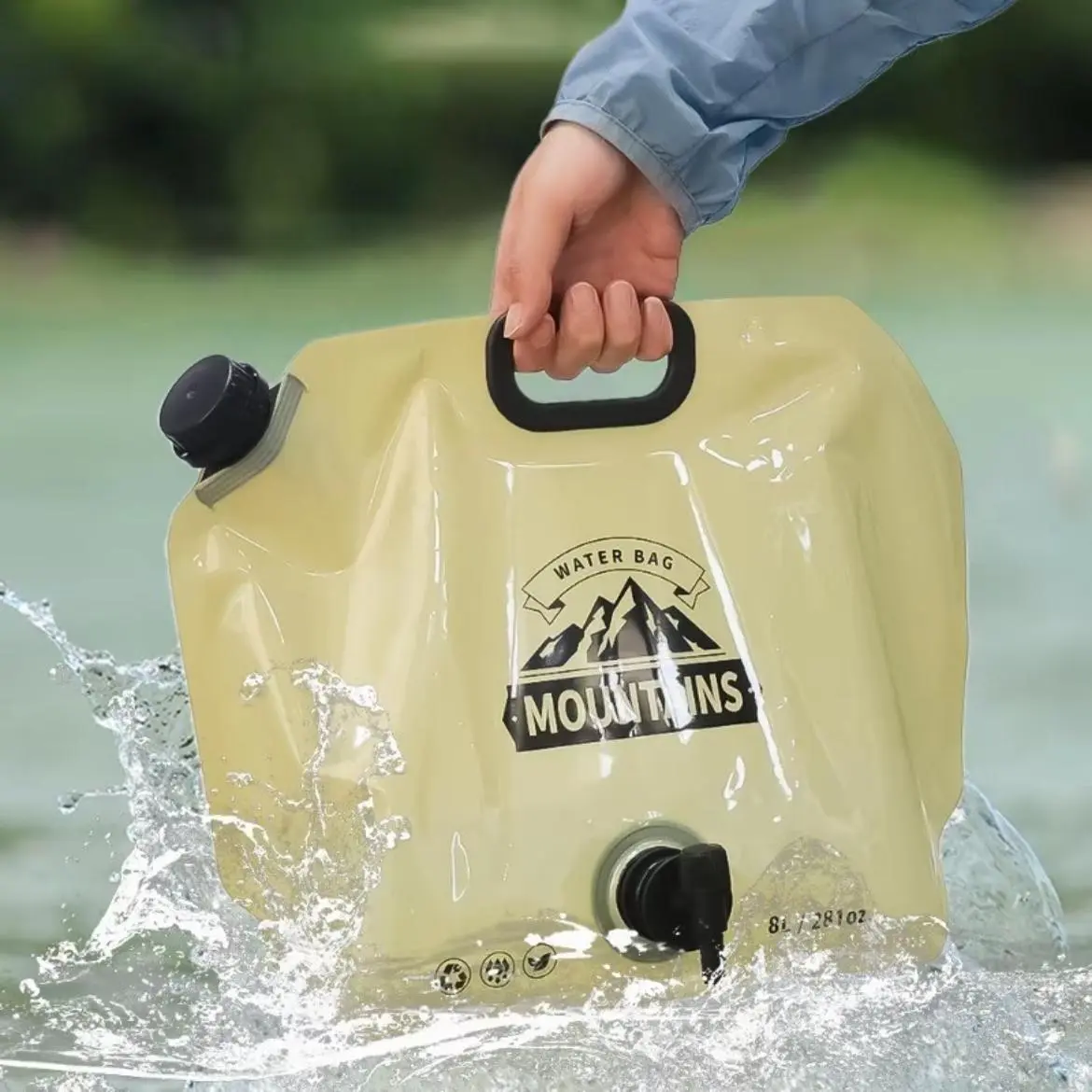 8L Portable Folding Water Bag With Faucet - Large Collapsible Water Container - Outdoor Travel Camping Water Storage Bag-outdoor portable camping water dispenser|-camping water storage container