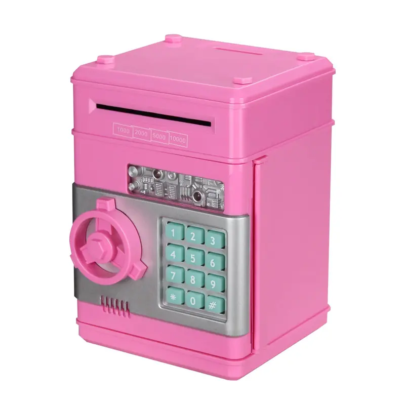 Cash & Coin Saving Box, Kids Password Electronic Money Box Toys Without Battery, Automatic Safe Coin & Cash Deposit Boxes 0