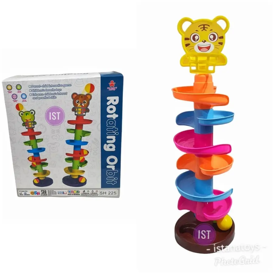 MAINAN ANAK EDUKASI SELUNCURAN JALUR BOLA KELERENG PUZZLE ROLLING BALL 7 TINGKAT + 3 BOLA TERMURAH Game