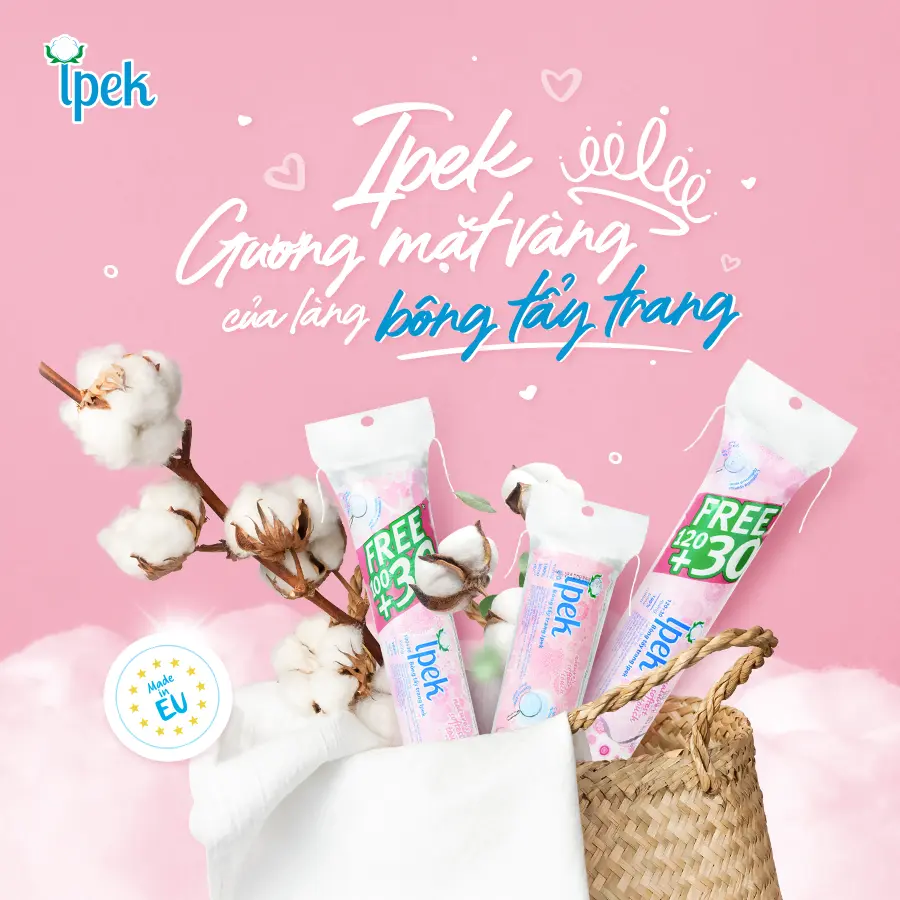 bông tẩy trang ipek 150 miếng