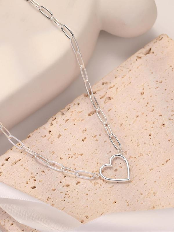 Women's Elegant Heart Design Pendant Necklace, Exquisite Trendy Pendant Necklace, Chic Jewelry As Gift for Girlfriend 2