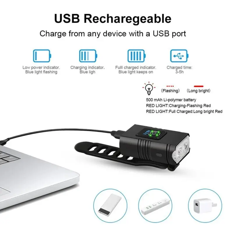 USB Rechargeable Bike Light, High Brightness Bicycle Headlight, Professional Lighting Equipment For Night Riding 7