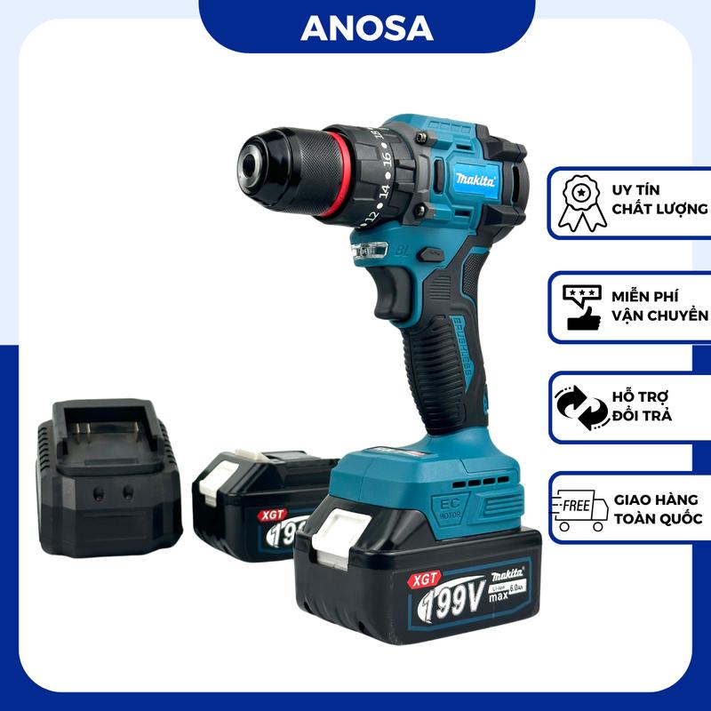 Máy khoan pin Makita M-01B 3 Chức năng Không chổi than Đầu kẹp autolock Chân pin phổ thông