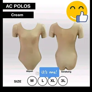 Kaos Manset - Lengan Pendek - Warna Cream - Whale Back Baju Dalaman Wanita Polos Nyaman Katun Slim-fitting