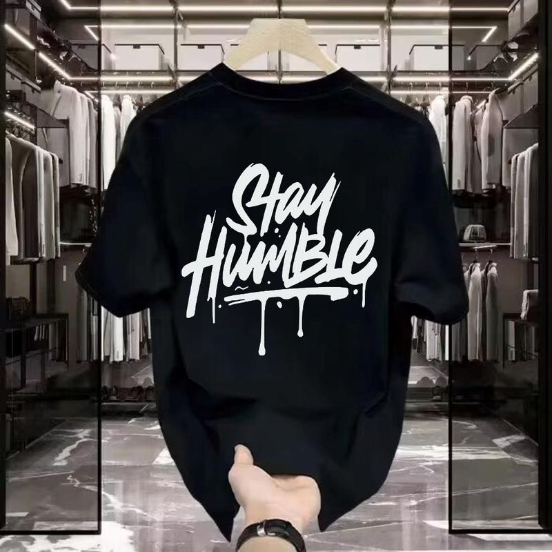 Áo Thun Nam ngắn Tay Thiết Kế Chữ Cái Đơn Giản, 100% Cotton, In Cổ Điển Áo Cổ Thuyền Unisex