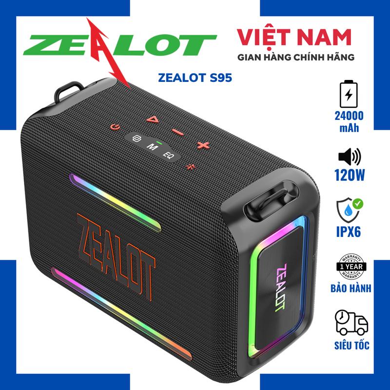     TẶNG NHẠC   Loa Zealot S95 Bass Mạnh Pin Trâu Công Suất 120W Pin 24000 mAh Hỗ Trợ Kết Nối Bluetooth Thẻ Nhớ AUX Nhập Khẩu Chính Hãng Bảo Hành 12T 1 Đổi 1 Trong 15 Ngày 