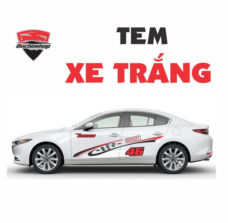 tem dán hông xe trang trí ô tô, chất liệu decal in kỹ thuật số, thay đổi được số trong tem, bộ đủ 2 bên xe Nhãn Dán