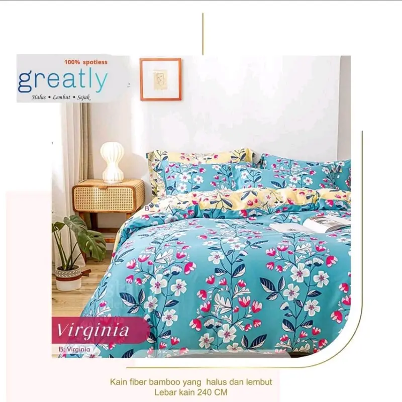 Set Sprei Flowers 180x200|sprei aestentic|Sprei katun|sprei terbaru 3